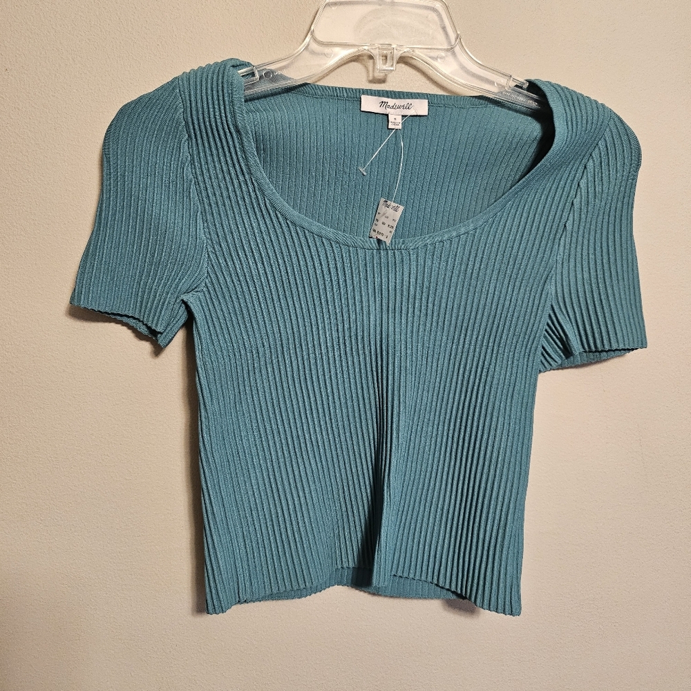 Madewell Teal Ribbed Crop Top